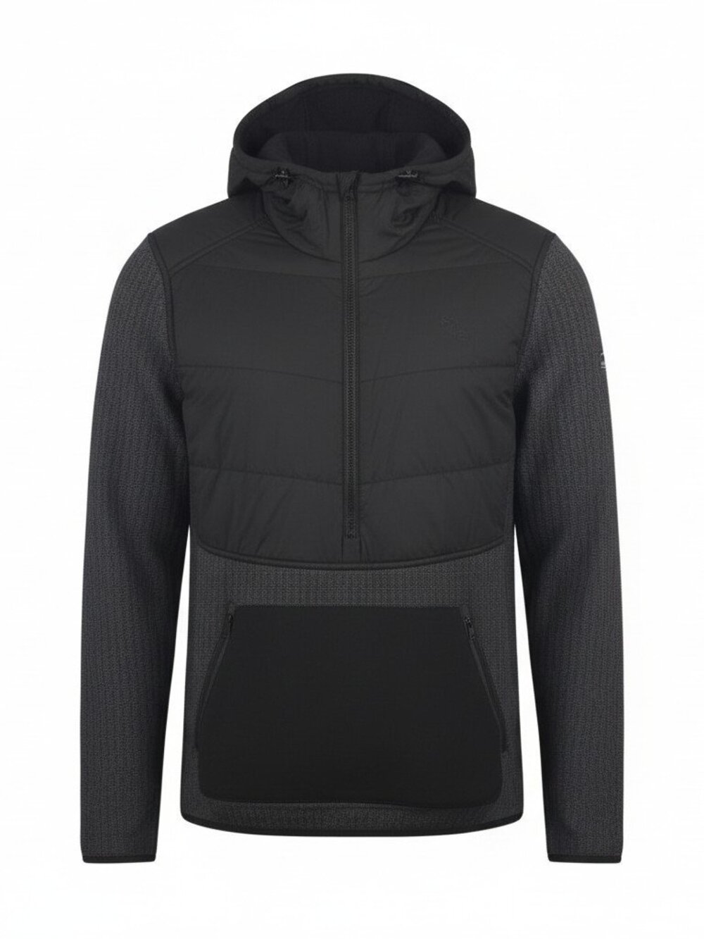 Icebreaker Men's Descender Hybrid LS Half Zip Hood Black Grey Size Medium